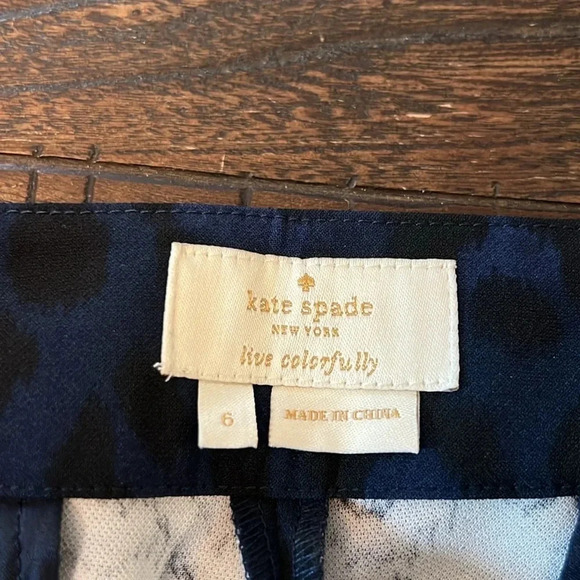 Kate Spade New York Leopard Print Cropped Pants Blue/Black Size 6 - Picture 5 of 8